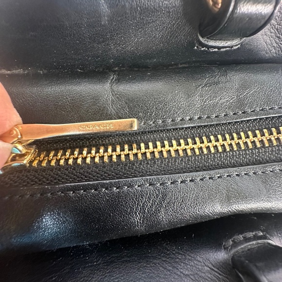 Coach Black Leather Satchel with Signature Scarf - Picture 11 of 12